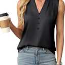 Blooming Jelly Womens Dressy Tank Tops Summer Sleeveless Work Blouses Silk Satin V Neck Shirts Business Casual Outfits