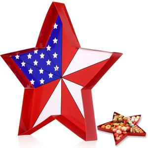 Tellingyou 13''h 4th of July Cardboard Box for Charcuterie Patriotic Star Fillable Tray Mache Candy Container Star Shape Paper Gift Box for Memorial Day Independence Day Patriotic Party