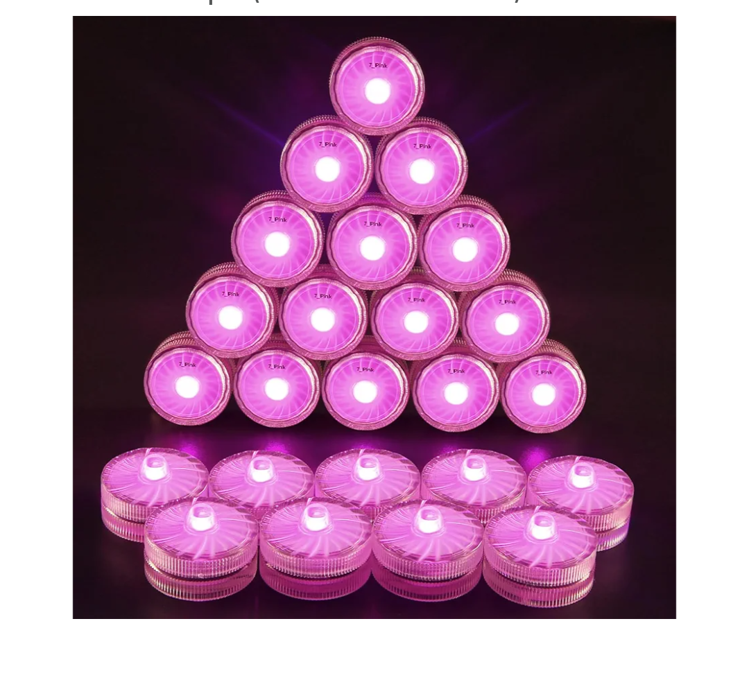 HL Submersible LED Lights,Pink Small LED Light,100 Hours Waterproof Flameless Led Lights Battery Powered for Wedding Home Vase Festival Party Decoration 24pcs(Built-in 48 Batteries)
