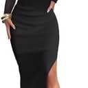 Caracilia Womens Mesh Dress Long Sleeve Mock Neck Bodycon Sheer Going Out Cocktail Night Club Midi Dresses 3 Piece Outfits