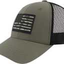 American Flag Trucker Hat, 6 Panel Adult Baseball Cap with Curved Brim, Forest Green, One Size (Green)