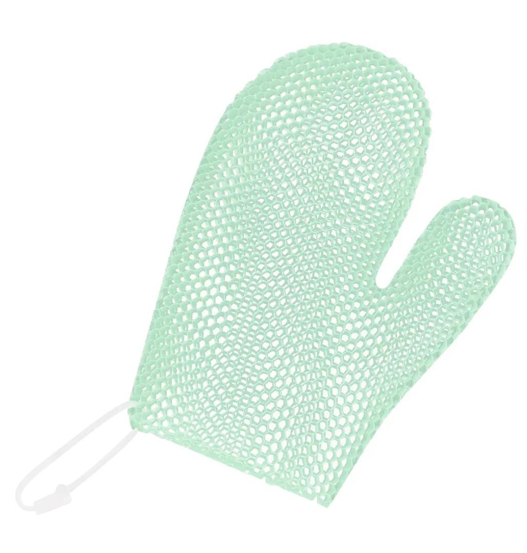 Honeycomb Exfoliating Bath Gloves - Microfiber for Enhanced Blood Circulation & Soft, Smooth Skin for All Skin Types (Green - Glove) 2 PCS
