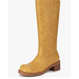 Athlefit Women's Knee High Boots Square Toe Chunky Block Riding Tall Boots for Women Low Heel 8.5