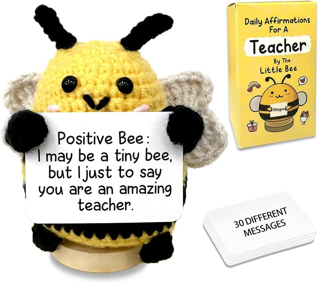 Unique Teacher Gifts Mother's Day Christmas Teachers' Day Birthday Appreciation Gifts for Teacher Emotional Support Crochet Mini Positive Crochet Animals Bee Decor