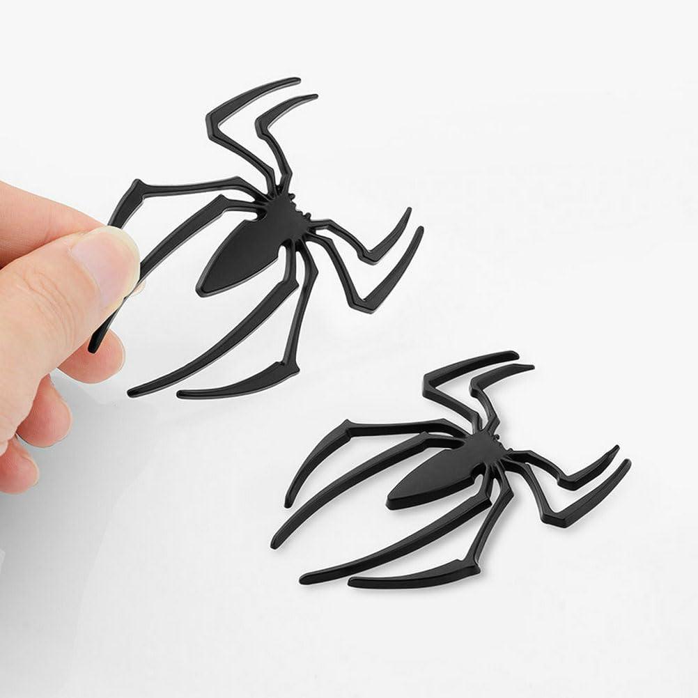 6 x 2 Pcs 3D Spider Shape Chrome Emblem Badges Sticker for AirPods Max Decoration for All Universal Car Vehicle, Truck, Motorcycle, RV, Scooter, SUV, Door, Window Decor (Black)