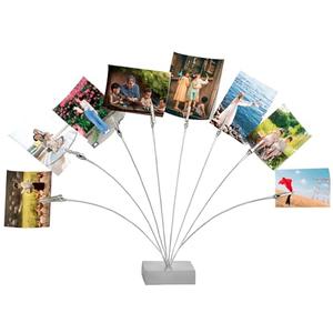 Maptipjoy Photo Tree Holder Clip Cube Base,8 - Branch Money Trees Gift Card Holder with Clips,Picture Holder Stand for Christmas Wedding Greeting Birthday Party Gift Silver