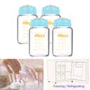Matyz 4-PACK Wide Mouth Glass Breast Milk Storage Containers With Lids (Blue, 6 Oz Each) - Glass Freezer Safe Breastmilk Storage Bottles - Breast Pump Accessories For Medela Spectra Avent Breast Pumps