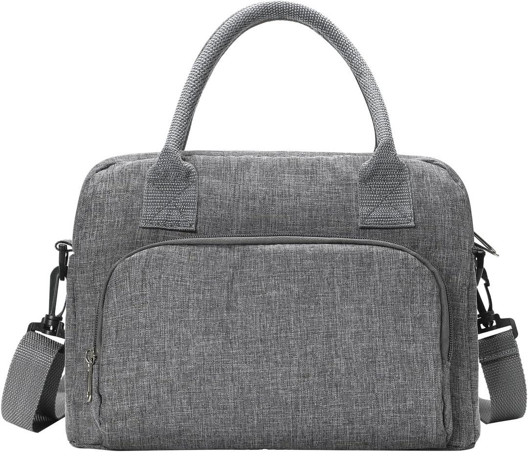 Insulated Lunch Bag for Women Men Large Reusable Lunch Box Adult Leakproof Portable Cooler Tote Bags for Work Picnic (Light Gray)