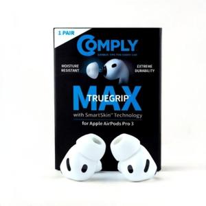 Comply TrueGrip MAX | Premium Memory Foam Replacement Earbud Tips for Apple AirPods Pro Gen 3 | Long Lasting Comfort, MAX Durability, Secure Fit, Superior Noise Isolation| White (Medium) (1 Pair)