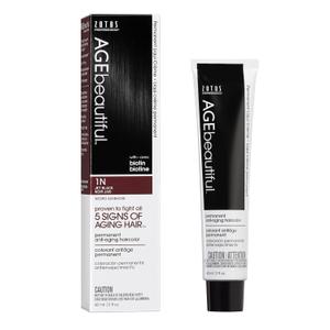 AGE beautiful Permanent Hair Color Dye Liqui Creme | 100% Gray Coverage | Anti-Aging Haircolor | Biotin for Thicker, Fuller Hair | Professional Salon Coloring (1N Jet Black)