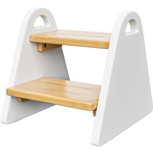 Toddler Step Stool, Wooden Step Stools for Kids, Kids Potty Training Stool with Handles, Rounded Corners Child Stepping Stool for Bathroom Sink, Kitchen, Bedroom (White)