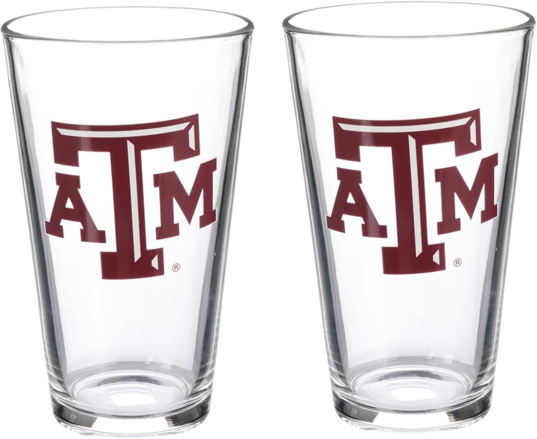 The Memory Company Officially Licensed NCAA 16 oz Pint Glasses Set of 2-16 oz Pint Glass, Licensed Team Drinkware, Stylish Gameday Glassware, Team Logo
