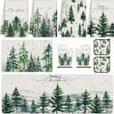 10 Pcs Christmas Kitchen Dish Towels Rugs Oven Mitts and Pot Holders Set Green Christmas Tree Farmhouse Kitchen Decor Set for Women Mom Daughter Gift Cooking Baking