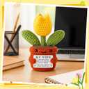 Mini Crochet Tulip Gifts for Wife, Wife Gift from Husband Handmade Tulip for Anniversary Birthday Valentines Day Mothers Day Just Because, Cute Encouragement Gift for Her Desk Decor