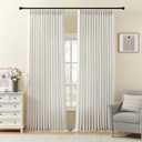 Pinch Pleated Linen Curtains 96 Inches Long for Living Room, Thick Semi Sheer Light Filtering Memory-Trained Back Tab Drapes, Natural Pinch Pleat Curtain with Hooks Rings for Bedroom Office, 2 Panels, 40"W x 96"L