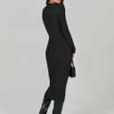 ANRABESS Women Long Sleeve Sweater Dress Crewneck Bodycon Stretch Slim Fit Ribbed Knit Midi Dresses 2025 Fall Trendy Outfits Black Small (Black, S)