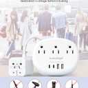 European Travel Plug Adapter with USB C, Multi Country Outlet Adapter with 3 AC Outlets and 4 USB Ports, Type A/C/G/I Plug Adapter for US to Most of Country, Universal Travel Adapter, 3FT