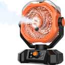 Misting Fan with 12oz Water Mist, Auto Oscillating, Remote, Timer, Light, 8 Speeds, 9-Inch, 20000mAh 120H Battery Powered Operated Portable Mister Fan for Camping Tent, Travel, Worksite, Poweroutage