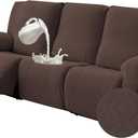 Gennia Waterproof Recliner Sofa Cover, Stretch Reclining Couch Covers with Pockets, Washable Lazy Boy Recliner Slipcovers, Leakproof Sofa Protector for Kids, Pets, Dog and Cat (1 Seat, Chocolate)