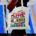 CNA Canvas Tote Bag for Work, Nurses Appreciation Gift, White