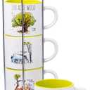 Silver Buffalo Winnie the Pooh 100 Acre Wood Destination 4-Pack Ceramic Mug Stack, 10-Ounces