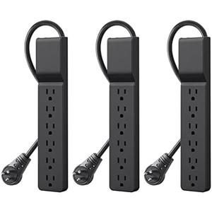 Belkin Power Strip Surge Protector with 6 AC Multiple Outlets - Flat Rotating Plug, 6 ft Long Heavy-Duty Extension Cord for Home, Office, Travel, Computer Desktop & Charging Brick (600 Joules) 1PK