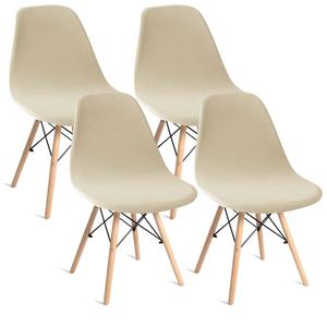 Bifaunvogel Shell Chair Covers Velvet Mid Century Modern Dining Chair Covers Stertch Dining Room Shell Side Chair Slipcovers Lounge Armless Chairs Covers for Kitchen Dining Room Set of 4 Beige