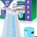 Vacuum Storage Bags with Electric Pump, New Air Valve Combo 22 Pack Compression Bag, Space Saving Vacuum Sealer Bag for Clothes, Blanket, Duvets, Pillows, Comforters, Travel, Two Compressing Ways