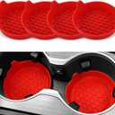 SINGARO Car Cup Holder Coaster, Silicone Cup Holder Insert, Universal Non-Slip Cup Holders, Car Accessories Interior for Women and Man 4 Pack Red
