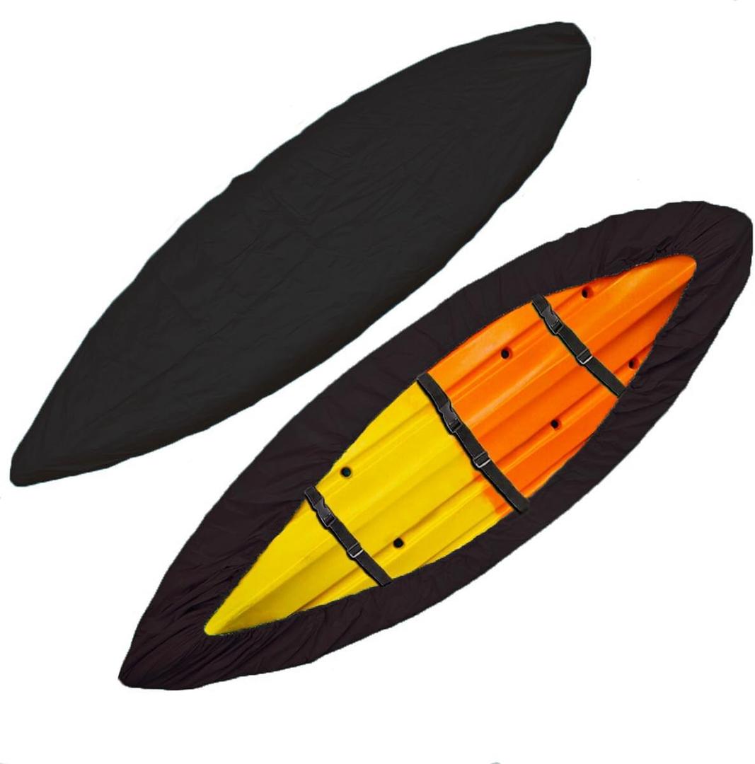 Kayak Cover, 420D Waterproof Dustproof UV Protection Kayak Covers for Outdoor Storage, Indoor Storage for Canoe Covers and Fishing Boat,Fit 10-15 FT Kayak Accessories (Black, L(11.7-13.2 FT/3.6-4 m))