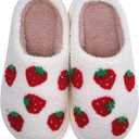 WateLves Women's Pillow Warm Memory Foam Slippers Comfortable Cute House Shoes Lightweight Fuzzy Christmas Slippers (White)