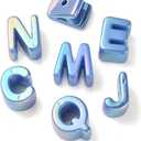 DanLingJewelry 90Pcs Random Large Blue Acrylic Alphabet Beads UV Plating Iridescent 26 A-Z Letter Beads for DIY Bracelets Necklaces Keychain