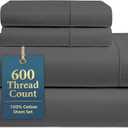 LANE LINEN 100% Cotton Sheets Full Size - Premium 600 Thread Count Sateen Weave for A Silky Feel - Extra Breathable & Cozy for Year Round Comfort - Fits Matresses Upto 15'' Deep - Charcoal