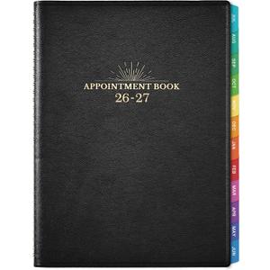 Appointment Book & Planner 2026-2027 - Daily Hourly Planner 2026-2027, 8.5" x 11", Jul 2026 - Jun 2027, Weekly Appointment Book 26-27, Planners with Colorful Tabs, Leather Cover, 15-Minute Interval - Black