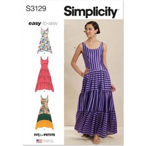 Simplicity SS3129D5 Misses' Fitted Tank Dress Sewing Pattern Packet, Design Code S3129, Sizes 4-6-8-10-12