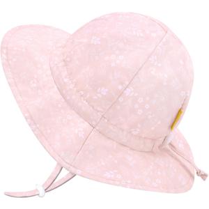 FUOTIA UPF 50+ Baby Girl Sun Hat Breathable & Adjustable Toddler Bucket Hat | 100% Quick-Dry Polyester, Cotton Sweatband, with Chin Straps, Cute Strawberry & Dinosaur Prints, Ideal for Beach & Swim (Pink)
