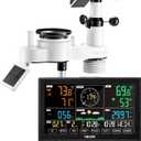 VEVOR 7-in-1 Wireless Weather Station, 7.5-Inch VA Display, Solar Powered Outdoor Sensor, Rain Gauge, Indoor Outdoor for Weather Forecast, Temperature, Humidity, Wind Speed and Direction (No WiFi)