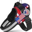 Essential Dog Harness with 3 Leash Clips - No-Pull, Adjustable, Comfortable Pet Vest Harness for Small to Large Dogs - Easy On, No Choke, Reflective, Padded Harness for Walking and Training (Med(Neck:18-26",Chest:21-25"), Flag)
