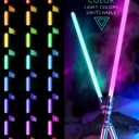 Dueling Light Saber FX Lightsaber 2 Pack Rechargeable 24 Colors 6 Modes Sounds 2-in-1 Detachable Light Saber Toy for Kids and Adults Cosplay Swords Dress Up Parties Christmas Halloween Present