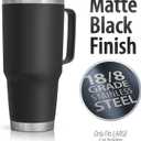 XPAC Double Vacuum Wall Stainless Steel Tumbler with Lid, 64 Ounce, With Handle, Black, Fits in a 4" Wide Car Beverage Holder
