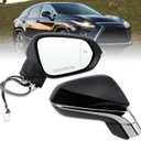 Right Passenger Side Mirror Compatible With 2016-2022 Lexus RX350 RX450h 2018-2022 RX350L RX450hL With Power Folding Heated Blind Spot Turn Signal Mirror Memory Black Replace#87910-48881(15Pins)