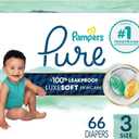 Pampers Pure Baby Diapers, Size 3 (16-28 lbs), 66, Up to 100% Leakproof, Premium Hypoallergenic Soft Diapers