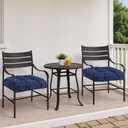 MTMR Water-Repellent Outdoor Chair Cushions Set of 2, 19”X19” Patio Chair Cushions with High Elasticity PP Cotton, No Fading Tufted Seat Cushions for Outdoor Furniture, Thick and Large Patio Cushions, NAvy