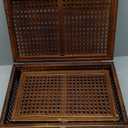 Rattan Box With Lids,Antique Color Rattan Decorative Box with vintage metal clasps,Size:14.96" x 9.65" x 5.91" (Antique Color)