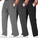 lomsoe 3 Pack Men's Athletic Pants with Zip Pockets, Lightweight Workout Sweat Pants Gifts for Men Black-L Grey-XL