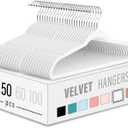 Velvet Clothes Hangers 50 Pack,Non-Slip Slim White Suit Hanger Space Saving Luxury Velvet Hangers for Wardrobe, Student Dorms, Home Organization (17.7inch-50pack)