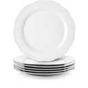 Y YHY Ceramic Dinner Plates, 10.6 Inch Porcelain Scalloped Plates, Off-White Serving Dishes Set of 6 for Home Kitchen, Microwave & Dishwasher Safe, Dinnerware Dishes Gift for Thanksgiving Christmas