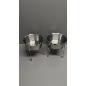 Wellbro Elevated Dog Bowls for Large & Medium Dogs  Stainless Steel 64oz/8 Cup Raised Feeder with NonSlip Base, Dual Food & Water Bowls 2Pack