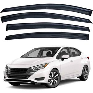 Lightronic Extra Durable Outside Mount Auto Vent Window Visor, Fits 2020-2025 Nissan Versa Sedan (S/SR/SV), UV Protection Rain Guard, Smoke Original Wind Deflector, No-Drill Easy Install, 4-Pcs