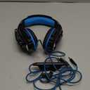 Gaming Headset for PS4, PC, Xbox One, PS5, for Nintendo Switch, Wired Over Ear Headphones with Stereo Surround Sound, Noise-Cancelling Microphone, LED Lights for Kids Adults, Black Blue